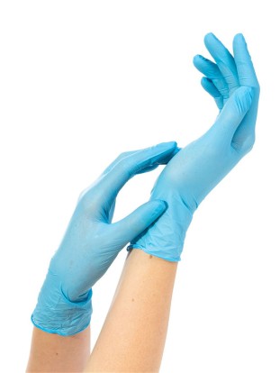 Нитриловые текстурированные перчатки Blossom, S, голубые, 50 пар