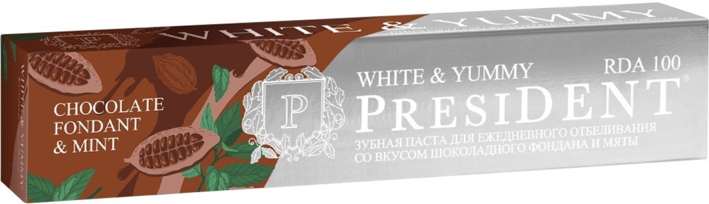 Зубная паста White & Yummy Шоколадный фонтан с мятой, 75 мл (PRESIDENT)