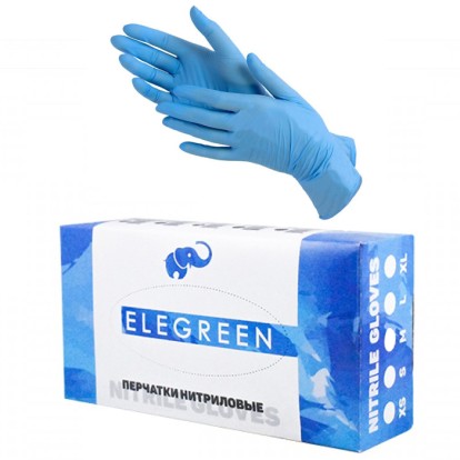 Нитриловые голубые перчатки, M, Elegreen, 50 пар