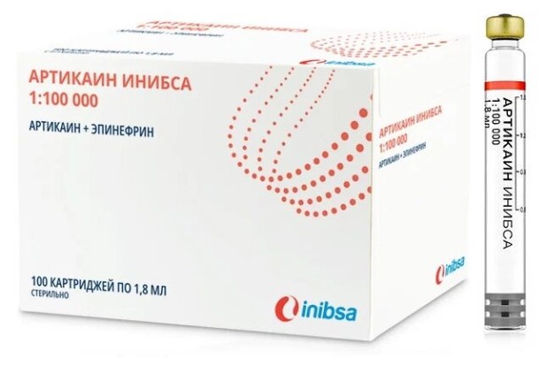 Артикаин Инибса 40мг/мл +0,010 мг/мл, упак 100 карт. по1,8мл (Лабораториос Инибса)/Испания