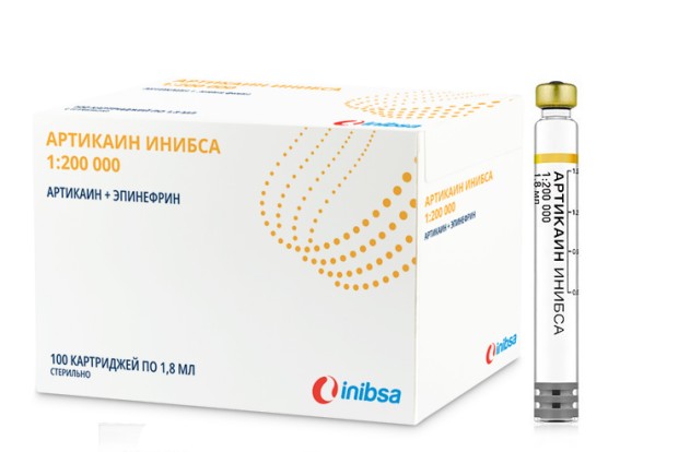 Артикаин Инибса 40мг/мл +0,005 мг/мл, упак 100 карт. по1,8мл (Лабораториос Инибса)/Испания