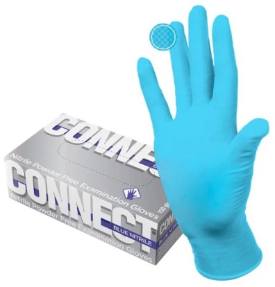 Нитриловые текстурированные перчатки CONNECT BLUE NITRILE, L, 50 пар