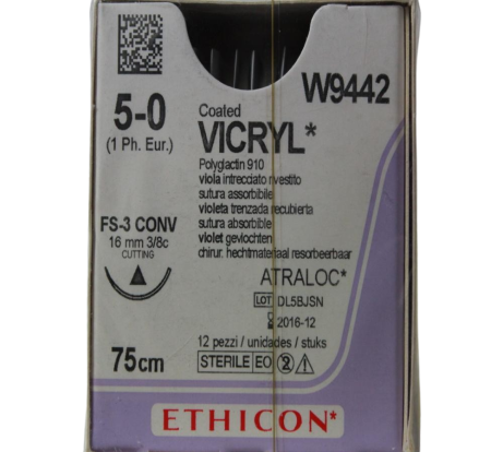 Викрил Vicryl  - шовный материал № 5, режущая 3/8 16мм. /код W9443/ Ethicon