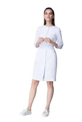 Приталенный халат ВW0005, белый, размер 48, механический стрейч 200