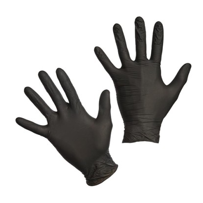 Нитриловые текстурированные перчатки, черные, M, 50 пар