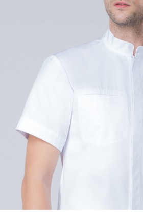 Рубашка со стойкой на кнопках ВМ0003, белый цвет, механический стрейч 200, размер 50